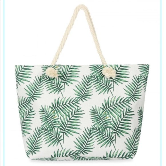 Handbags - EXTRA LARGE PALM PRINT TOTE BAG